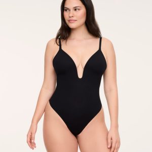 Plunge Low-Back Thong Bodysuit