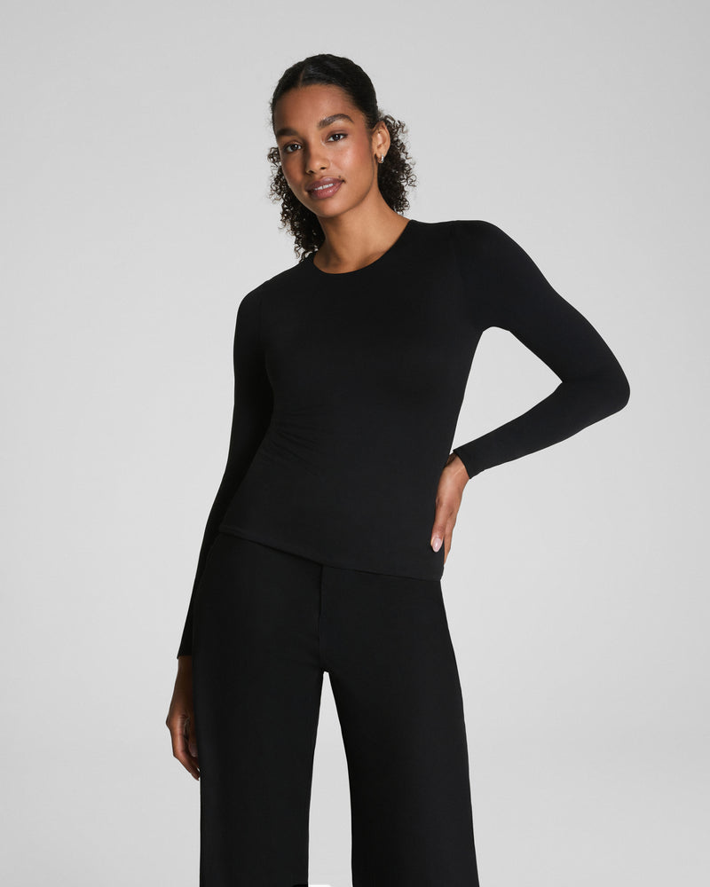 Jersey Crewneck Long Sleeve Top