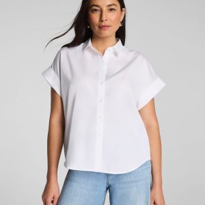 Poplin Oversized Short Sleeve Button Down