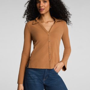 Ribbed Knit Button Down