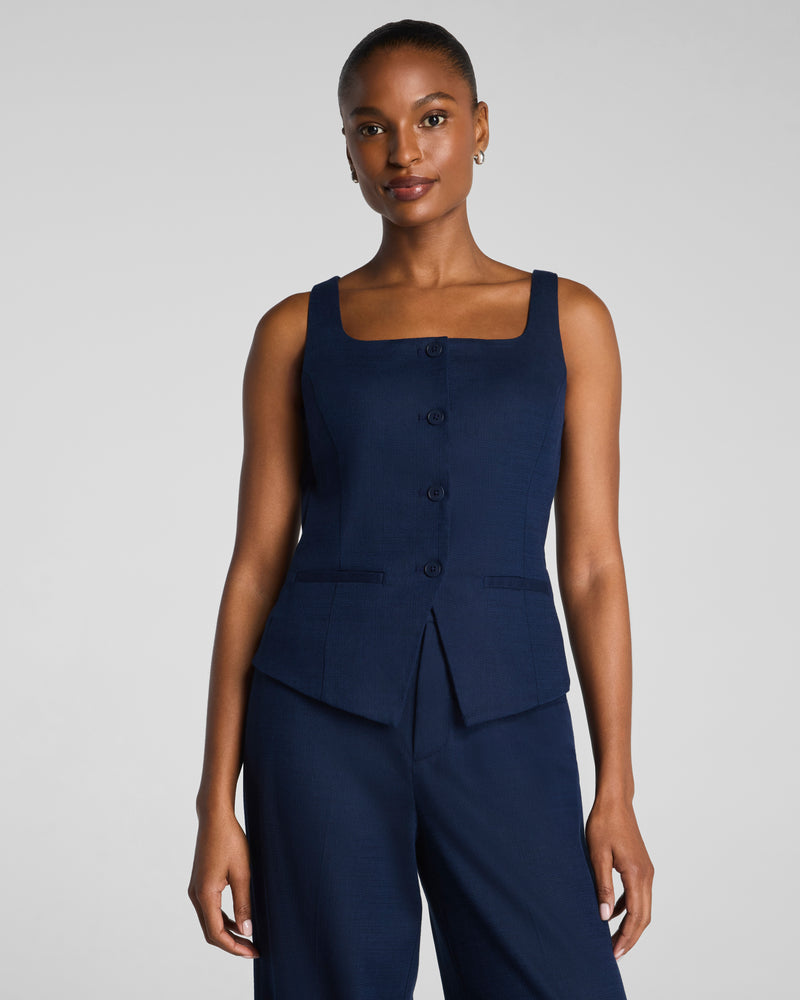 Cotton Linen Button-Down Vest