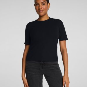 Ribbed Knit Crewneck Tee