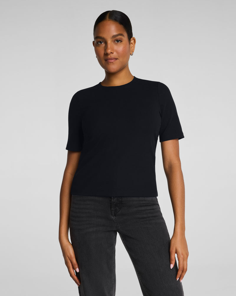 Ribbed Knit Crewneck Tee