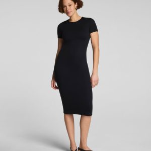 Jersey Crewneck Short Sleeve Midi Dress