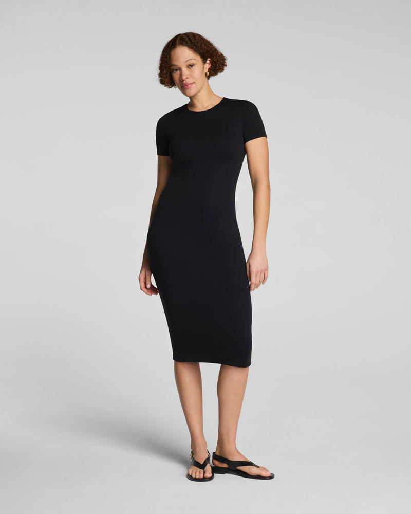 Jersey Crewneck Short Sleeve Midi Dress