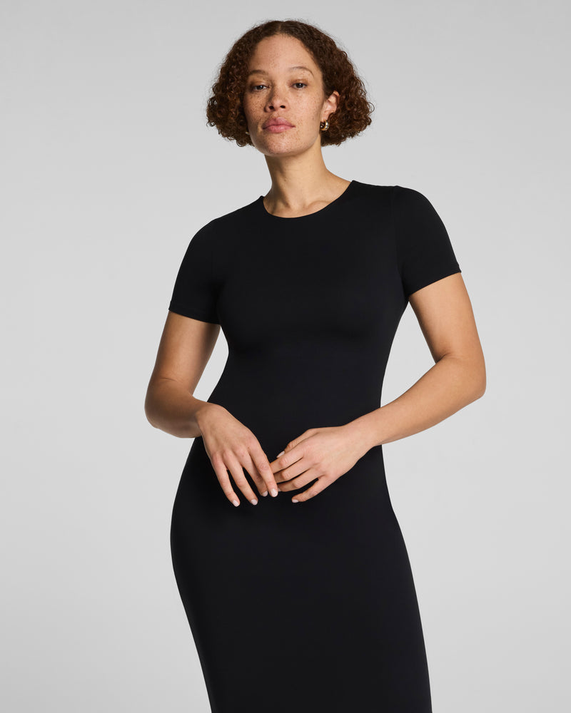 Jersey Crewneck Short Sleeve Midi Dress - Image 3