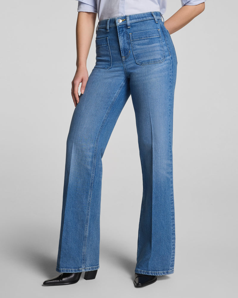 Mid-Rise Easy Flare Jeans with Patch Pockets - Image 2