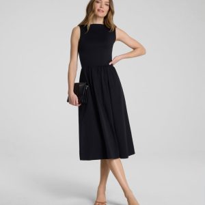 Jersey High Neck Midi Dress