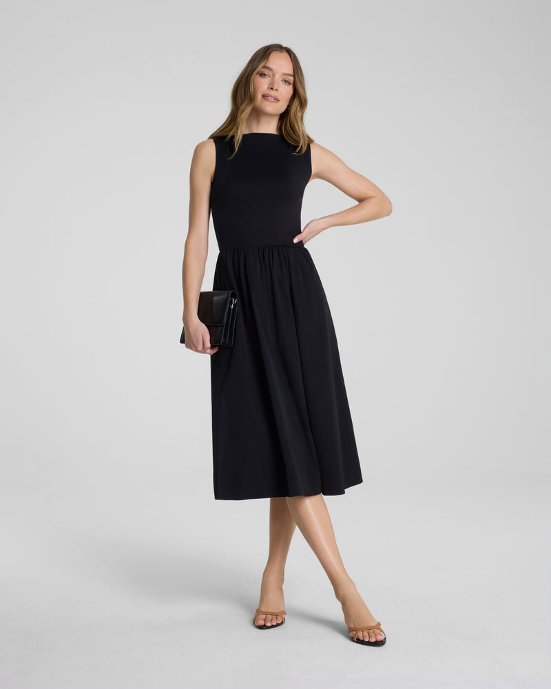 Jersey High Neck Midi Dress