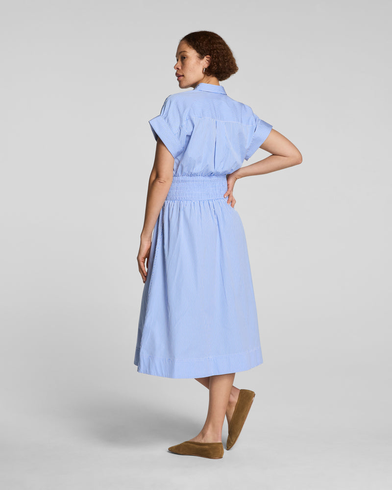 Poplin Smocked Midi Shirt Dress - Image 2
