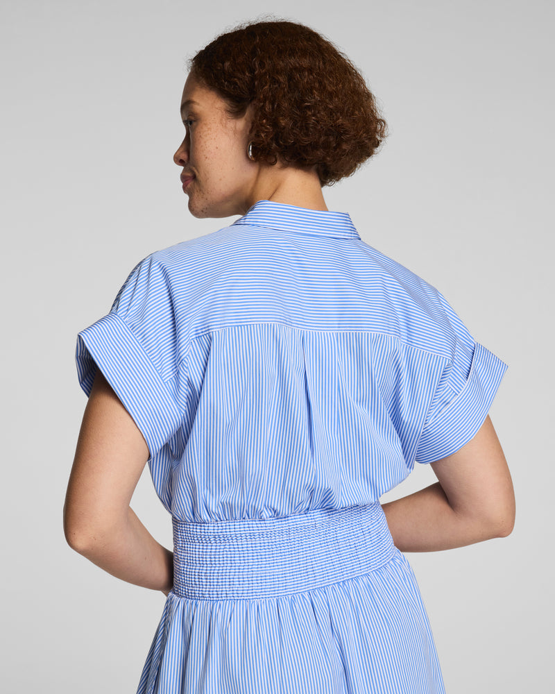 Poplin Smocked Midi Shirt Dress - Image 5
