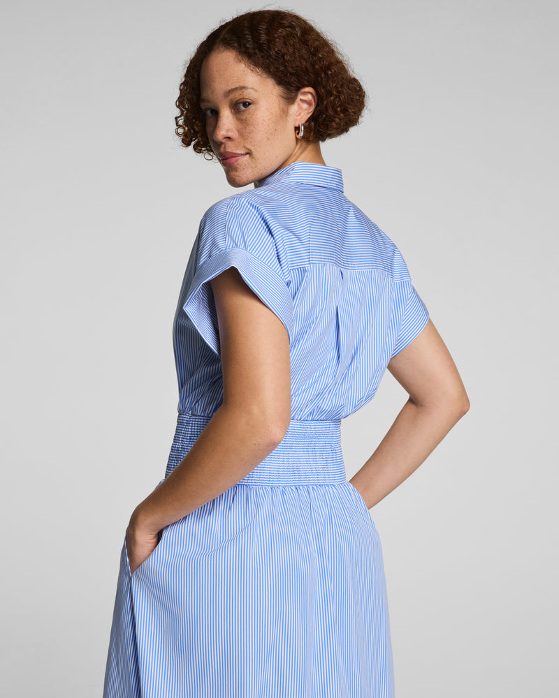 Poplin Smocked Midi Shirt Dress - Image 4
