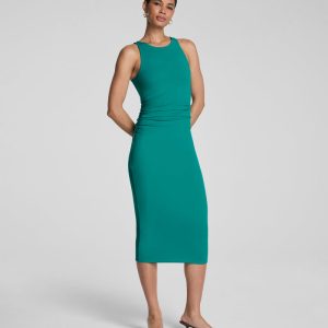 Jersey High Neck Ruched Midi Dress Original