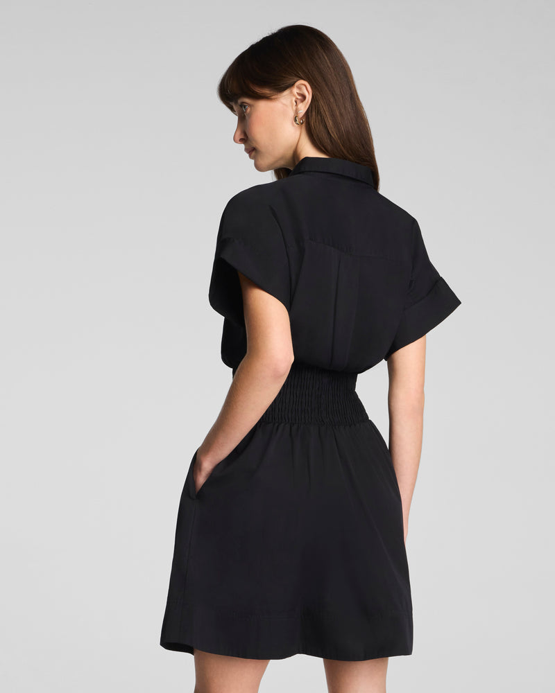 Poplin Smocked Mini Shirt Dress - Image 3