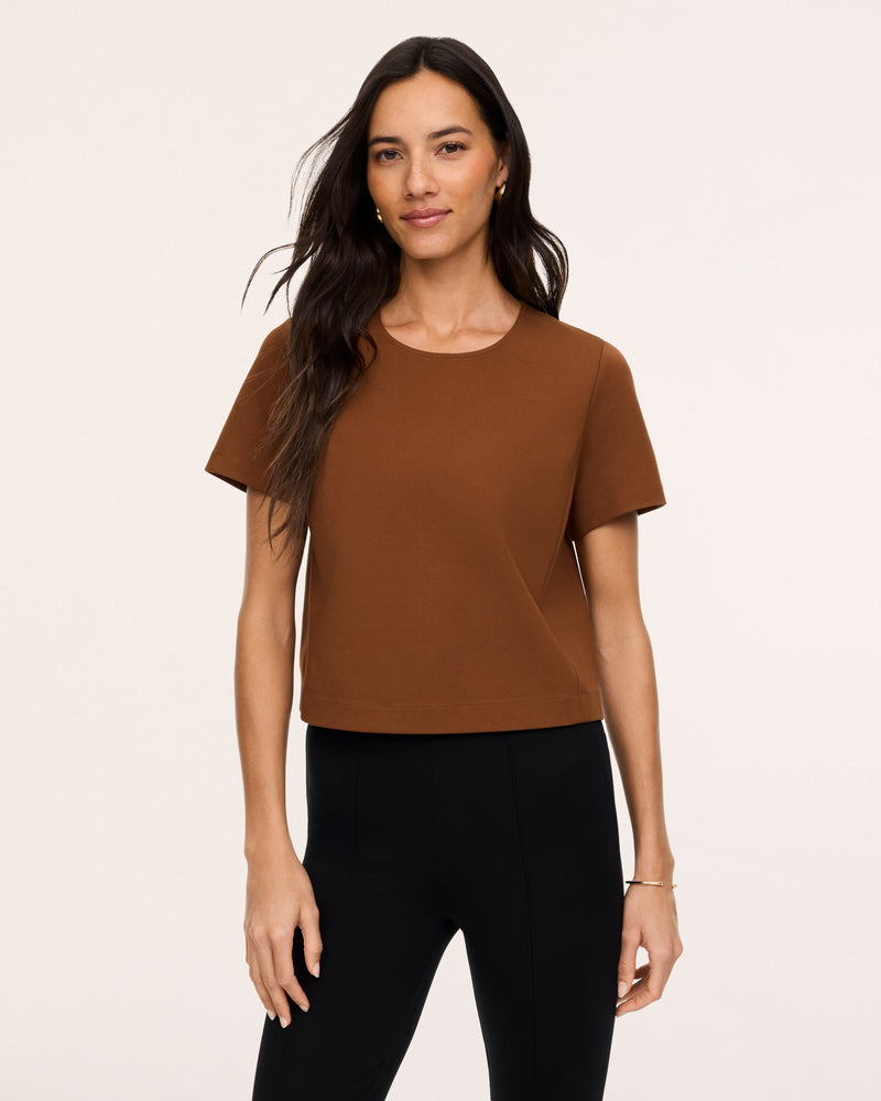 Ponte Crewneck Cropped Tee