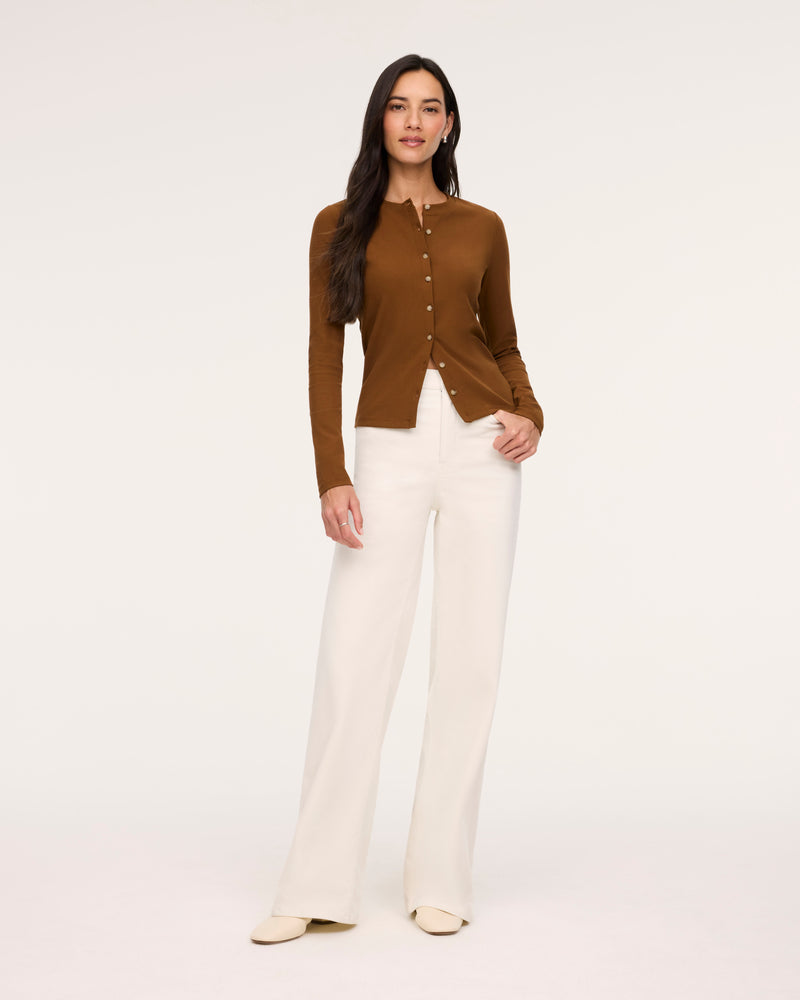 Ribbed Knit Crewneck Cardigan - Image 3