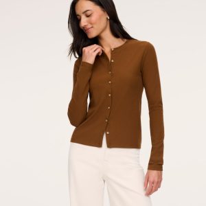 Ribbed Knit Crewneck Cardigan