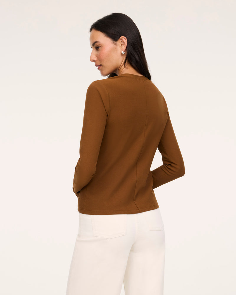 Ribbed Knit Crewneck Cardigan - Image 2